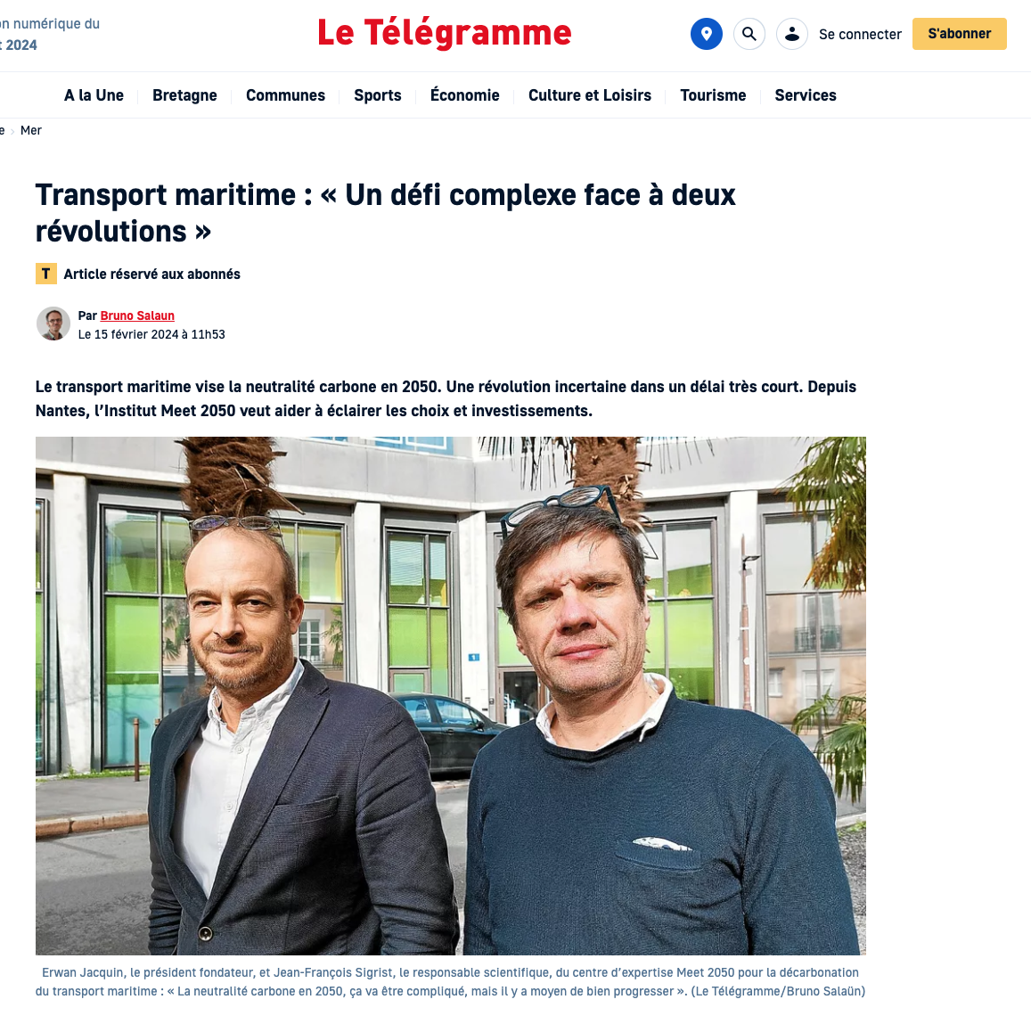 Transport maritime : « Un défi complexe face à deux révolutions »